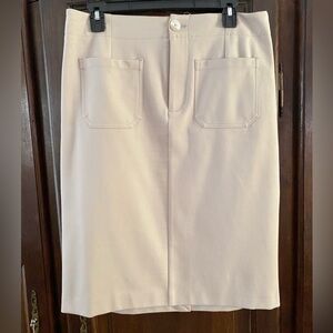 Light tan Jones & Co ponte knit pencil skirt waist 16” length 24” size L fits M